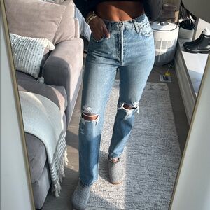 Agolde Distressed high waisted denim